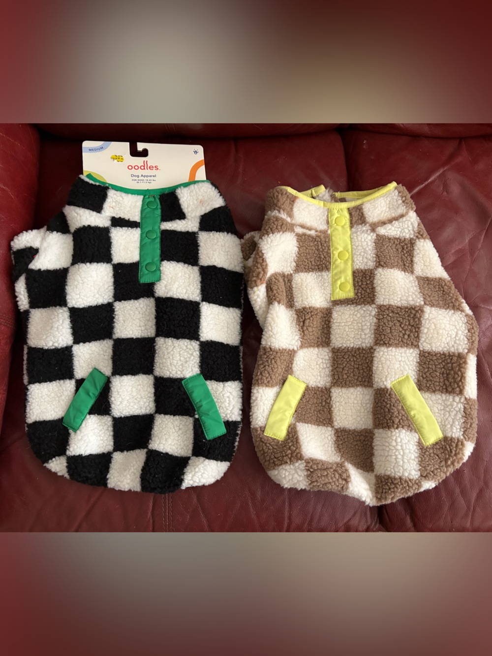 Checkerboard Sherpa Dog Vest - Black/White & Brown/Cream Options